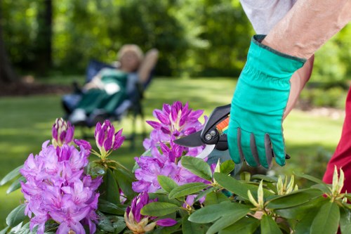 Family-friendly landscape garden layout in Locksbottom