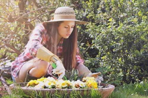 Routine garden care work during a scheduled visit